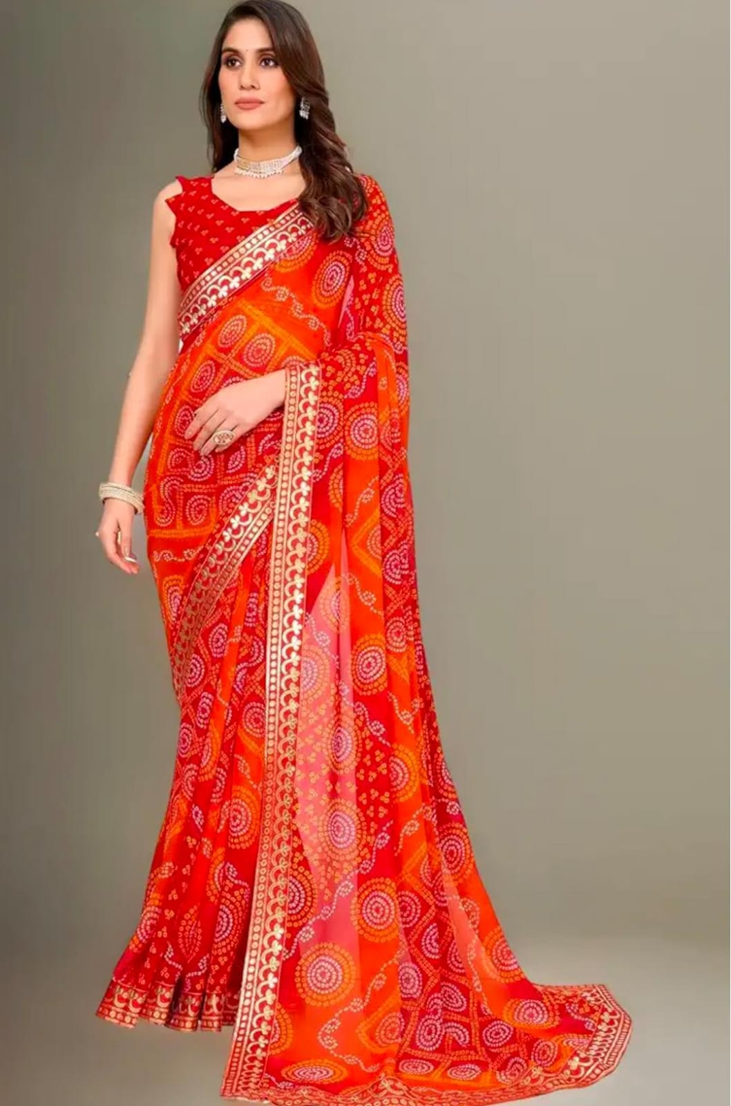 orange georgette saree